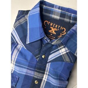 Twenty X Men's Size Medium Pearl Snap Plaid Western Long Sleeve Shirt